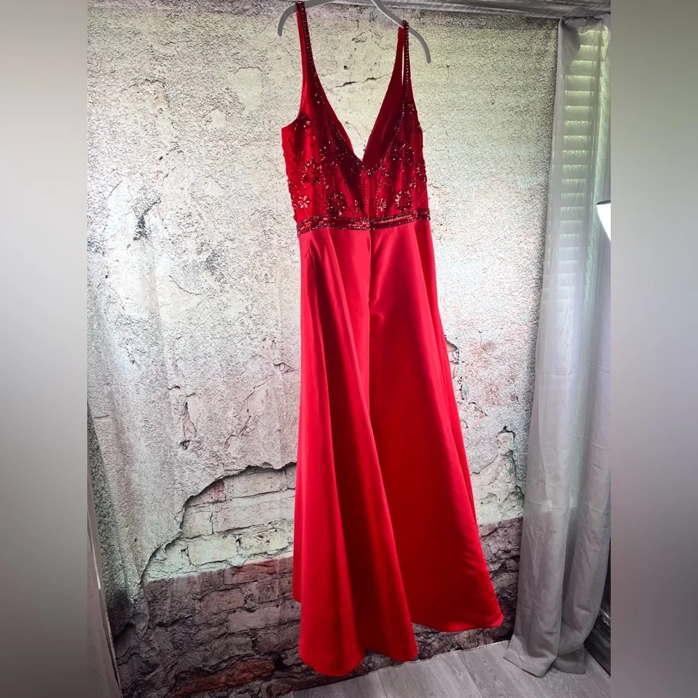 Sherri Hill red prom dress ball gown dress size 18 Elegant Red Evening Gown A72 - Picture 3 of 7